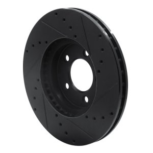Ford Thunderbird Brake Rotor (1) - Front Left - R1 Concepts - Drilled & Slotted - Black - `93-`07